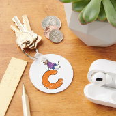 Oranje letter C Sleutelhanger