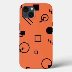 Oranje, leuke, trendy, geometrische Memphis-afbeel iPhone 13 Hoesje