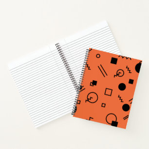 Oranje, leuke, trendy, geometrische Memphis-afbeel Notitieboek