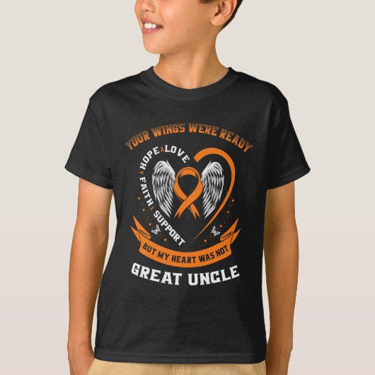 Oranje Leukemie Bewustzijn Great Uncle Your Wings  T-shirt (Voorkant)