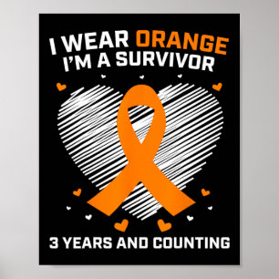 Oranje Leukemie Overlevende Gifts 3 Jaar Kankervri Poster