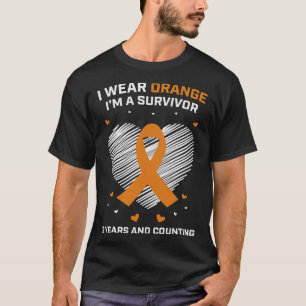 Oranje Leukemie Overlevende Gifts 3 Jaar Kankervri T-shirt