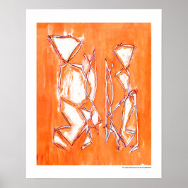 Oranje Levendig Pop Kunst Abstract Schilderij van  Poster