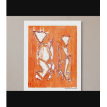 Oranje Levendig Pop Kunst Abstract Schilderij van