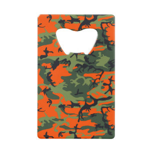 Oranje, Lichtgroen, Donkergroen, Zwart Camouflage Kredietkaart Flessenopener