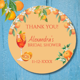 Oranje Liefde Op Het Eerste Spritz Bruidsfeest Fav Ronde Sticker