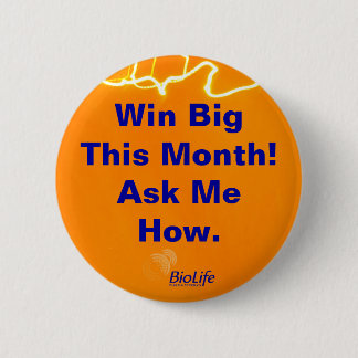 oranje_light, biolife kleur, Win Big Deze Mont... Ronde Button 5,7 Cm