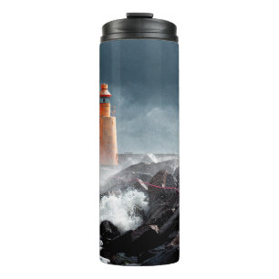 ORANJE LIGHTHOUSE OP ROCK THERMOSBEKER