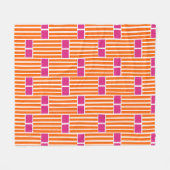 Oranje lijnen en roze dozen fleece deken (Voorkant (Horizontaal))