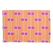 Oranje lijnen en roze dozen kussensloop (Voorkant)