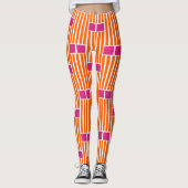 Oranje lijnen en roze dozen leggings (Voorkant)
