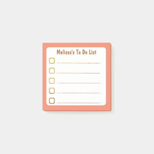 Oranje lijst met taken post-it® notes (Voorkant)