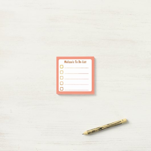 Oranje lijst met taken post-it® notes (Op bureau)