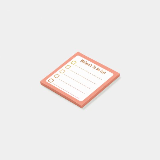 Oranje lijst met taken post-it® notes (Schuin)