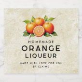  oranje likeur met sinaasappels en bladeren likeurfles etiket (Enkel label)