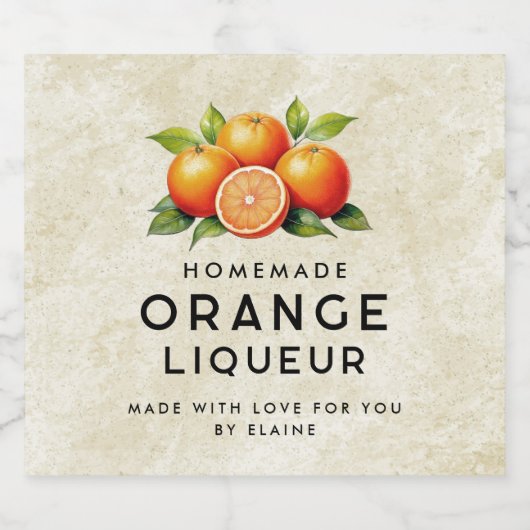  oranje likeur met sinaasappels en bladeren likeurfles etiket (Enkel label)