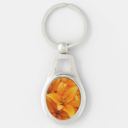 Oranje lilemen ontwerpen metalen sleutelhanger (Voorkant)