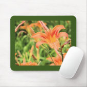 Oranje Lilies donkergroene grens Muismat (Met muis)