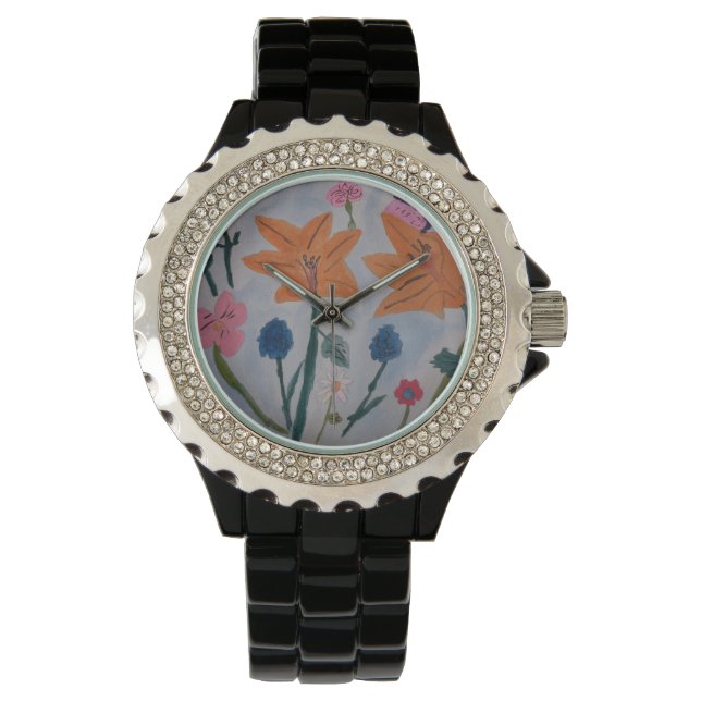 Oranje Lilies Watch Horloge (Voorkant)