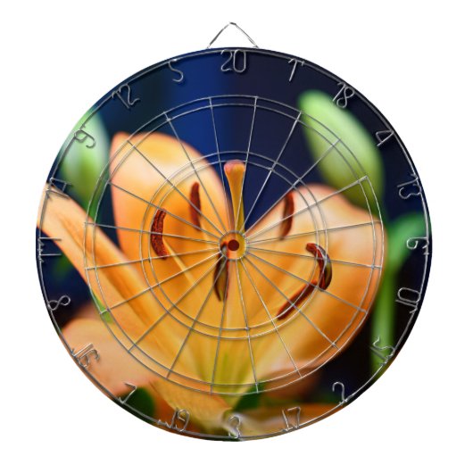 Oranje Lilly Flower Blossom Dartbord (Voorkant)