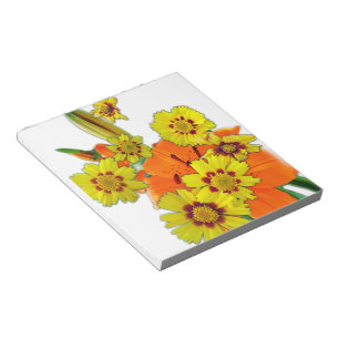 oranje lily en melkbloemen notitieblok