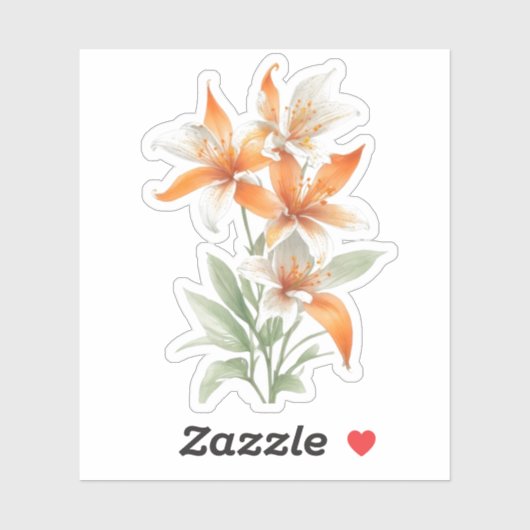 Oranje Lily Flowers Sticker (Vel)