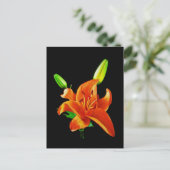 Oranje Lily op zwart Briefkaart (Staand voorkant)