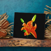 Oranje Lily op zwart Fotoplaat (Zijkant)