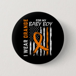Oranje Lint Baby Boy LEUKEMIE ONDERSTEUNING LEUKEM Ronde Button 5,7 Cm