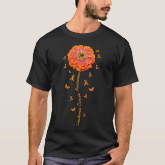 Oranje Lint Bloem Leukemie Bewustzijn Kanker T-shirt