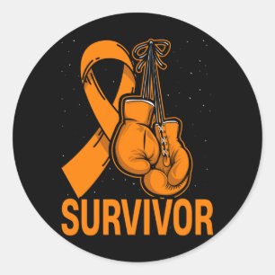 Oranje lint boksen ter bewustwording van leukemie  ronde sticker