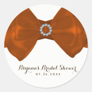Oranje lint & diamanten bruiloftsfeest Elegant Ronde Sticker