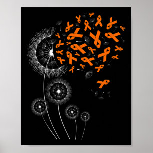 Oranje Lint en Paardenbloem Leukemie Awareness Mon Poster