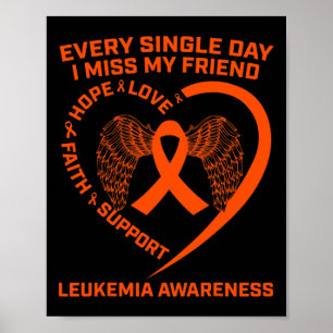 Oranje lint hart leukemie bewustzijn in geheugen O Poster