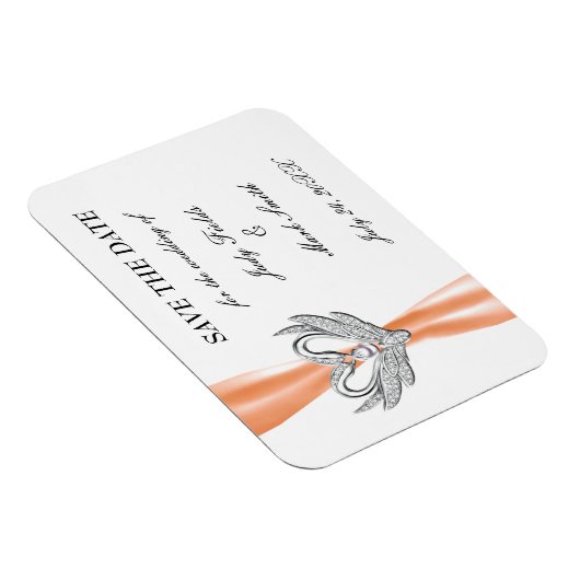 Oranje lint zilver zwemt sparen de Datum Magnet Magneet (Rechterzijde)