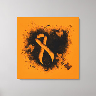 Oranje lintgegraven hart canvas afdruk