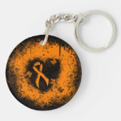 Oranje lintgegraven hart sleutelhanger (Achterkant)