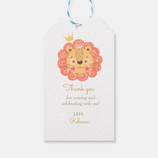 Oranje Lion King baby shower Hartelijk dank Cadeaulabel (Achterkant)