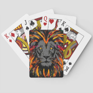 Oranje lion - Lion portret tekening - Lion gezicht Pokerkaarten