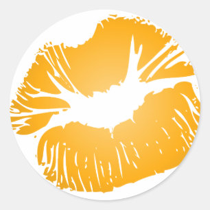 Oranje lippen ronde sticker