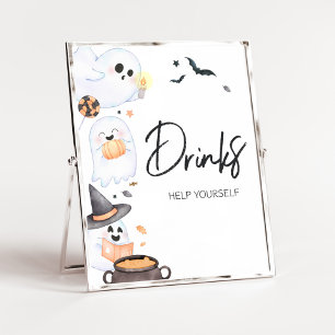 Oranje Little Boo Halloween Baby shower Drinken Poster