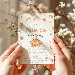 Oranje Little Cutie Pie Baby shower Uitnodiging