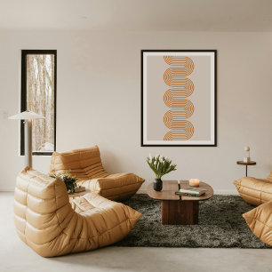 Oranje Lombard Golvende Lijnen Moderne Minimalisti Poster