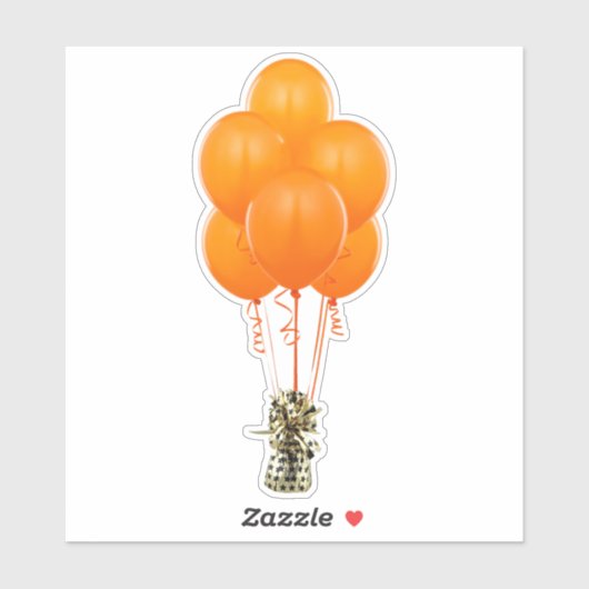 Oranje luchtballon sticker (Vel)