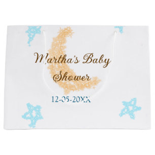 Oranje maanblauwe sterren glitter baby shower spra groot cadeauzakje