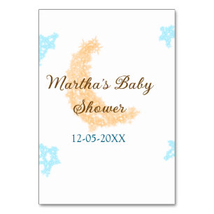 Oranje maanblauwe sterren glitter baby shower spra kaart