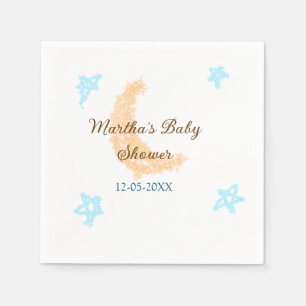 Oranje maanblauwe sterren glitter baby shower spra servet
