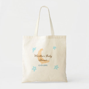 Oranje maanblauwe sterren glitter baby shower spra tote bag