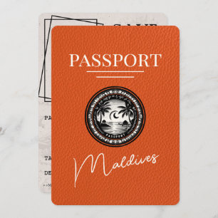 Oranje Malediven Paspoort Bewaar de datum Save The Date