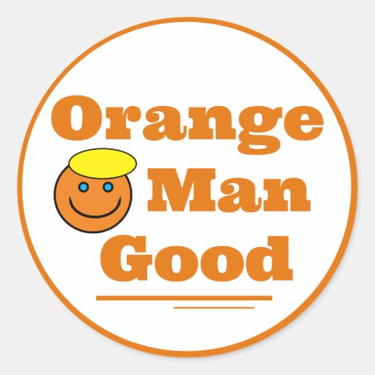 ORANJE MAN GOOD RONDE STICKER (Voorkant)